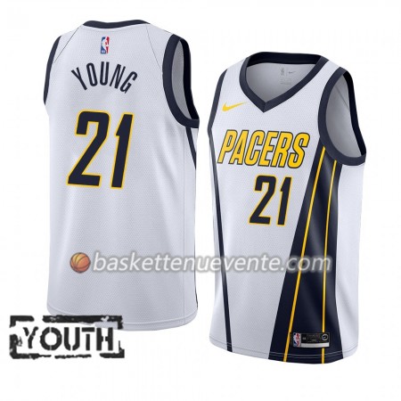 Maillot Basket Indiana Pacers Thaddeus Young 21 2018-19 Nike Blanc Swingman - Enfant